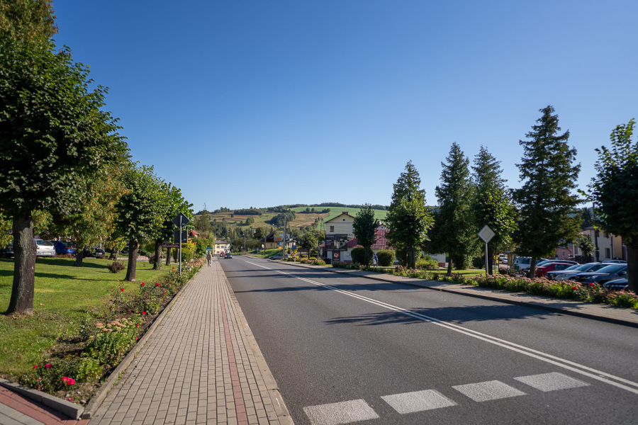 Zdjęcie chodnika i fragmentu drogi krajowej nr 19