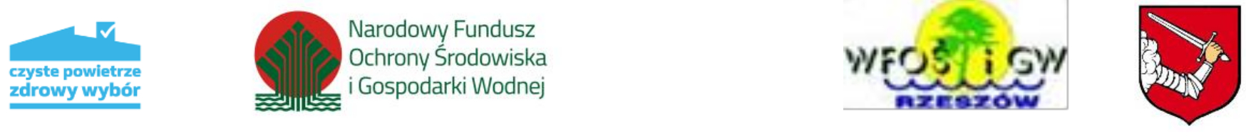 Logotypy Czyste Powietrze, NFOŚiGW, WFOŚiGW, Gminy Niebylec
